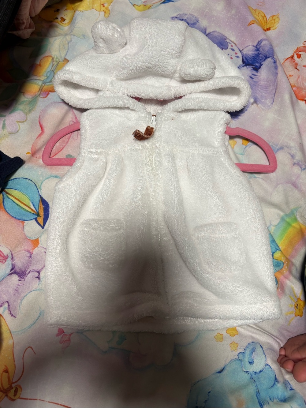 7/$30 Cozy White Teddy Hooded Baby Vest